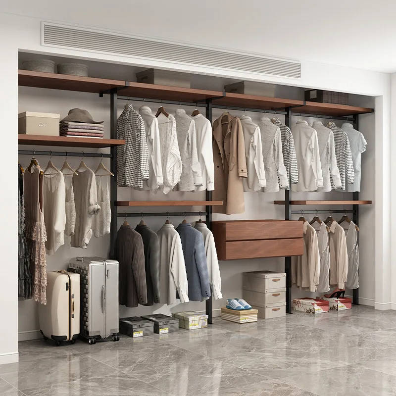 

Metal wardrobe open bedroom premium floor wrought iron hanger walk-in cloakroom wall hanger