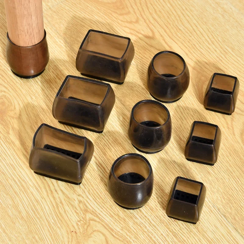 4/8Pcs Black Silicone Chair Legs Non-Slip Caps Furniture Table Legs Felt foot Cover Wood Floor From Scratches Protectors Mat