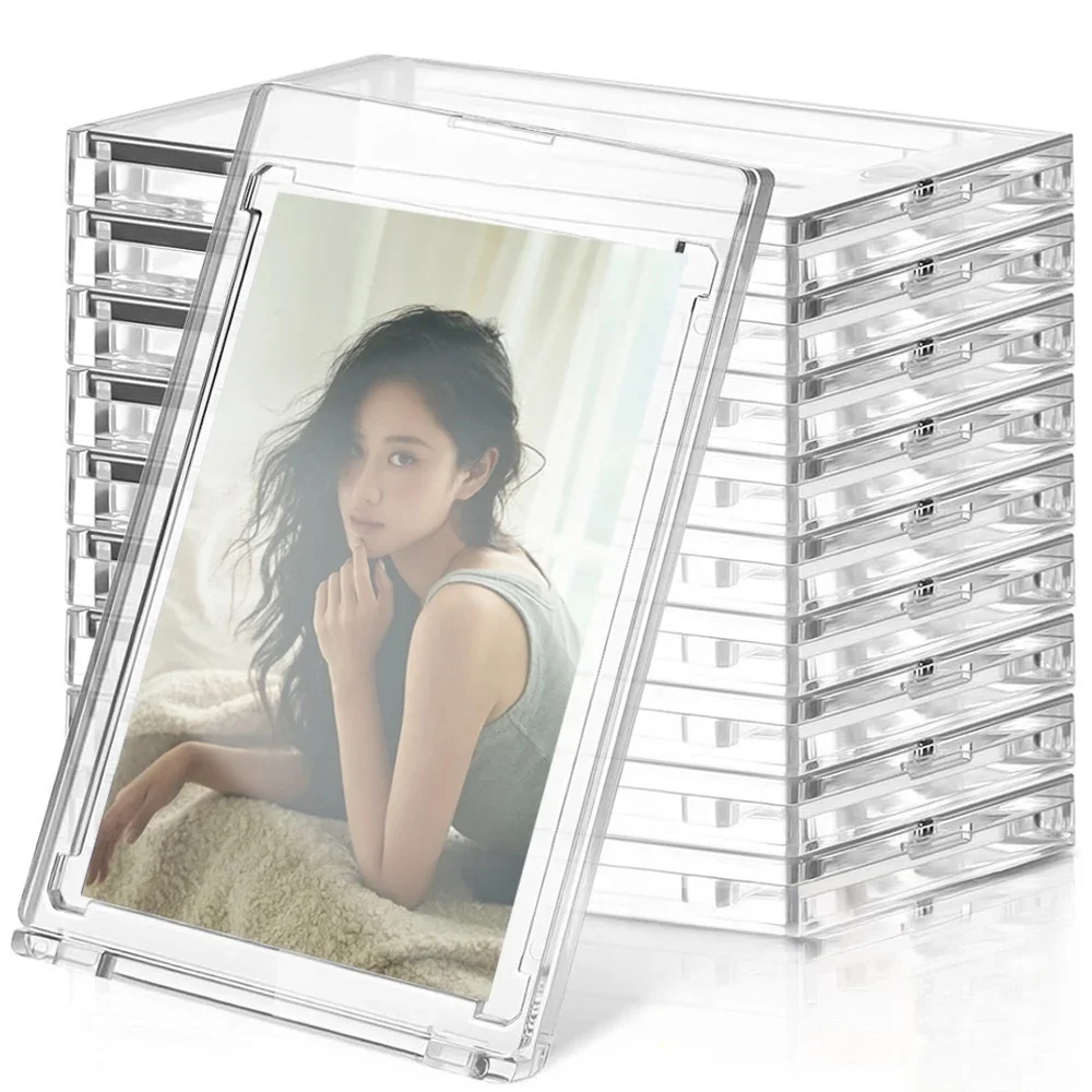 Transparent Hard Acrylic Case Clear Cards Brick Sleeves For Game Idol Photo Card Protective Case Frame Display Stand Kit