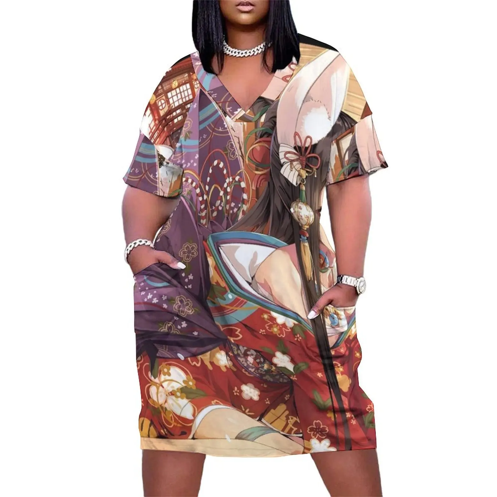 

Anime girl kitsune Loose Pocket Dress evening dress ladies Party dresses for women luxury evening dresses 2025