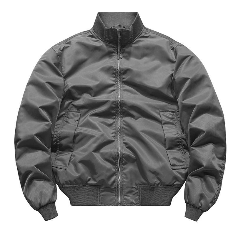 Men Waterproof Windproof Bomber Jacket Casual Solid Vintage Outdoor Work Coat Spring Autumn Stand Collar Zipper Clothing Acetate
