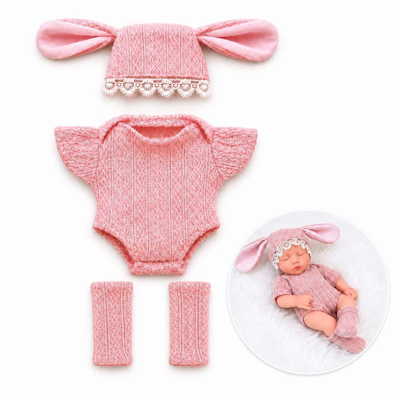 8 Inch 20cm Reborn Doll Clothes Set Baby Doll Outfit Bodysuit Hat Socks Mini Doll Clothing Accessories Dress Up Toy Gift