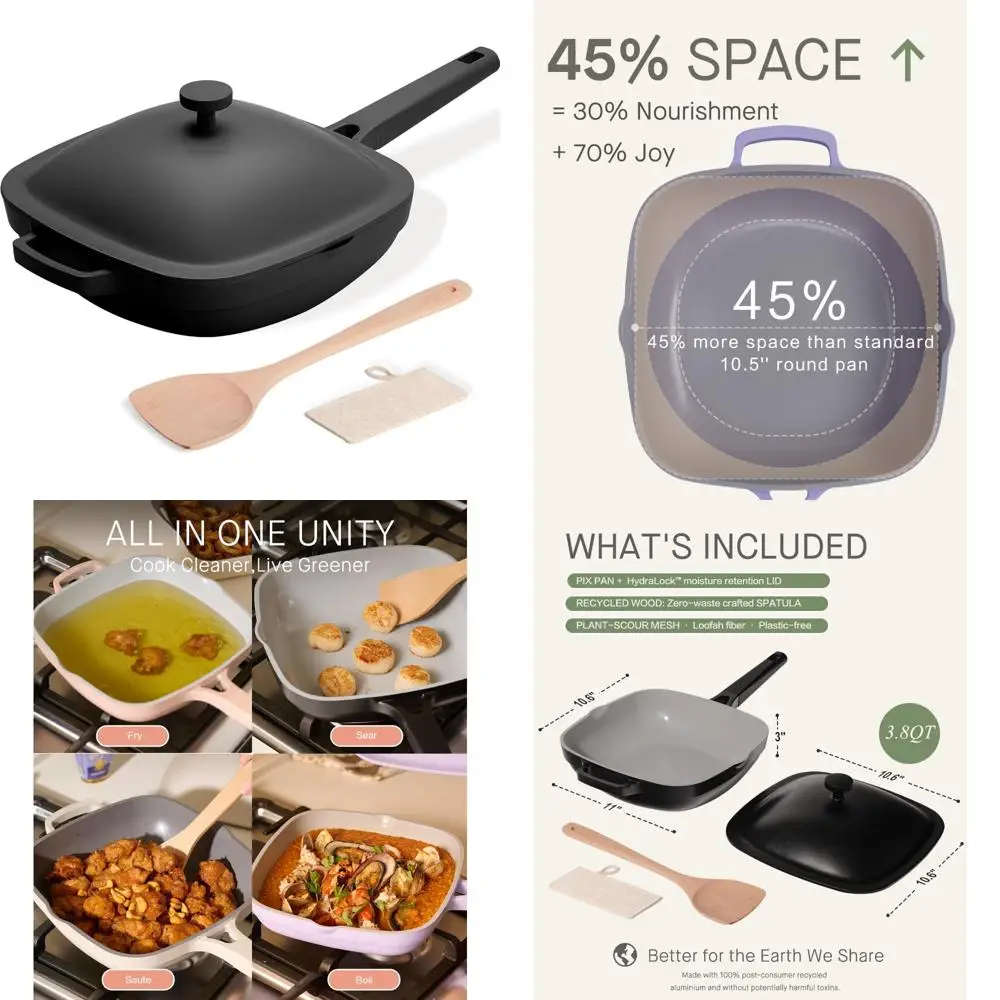 

Керамическая сковорода с антипригарным покрытием 10,5 дюйма, сковорода для глубокого соте на 3,8 литра с крышкой, литой алюминий, ти-керамика, нетоксичная посуда с деревянной ручкой