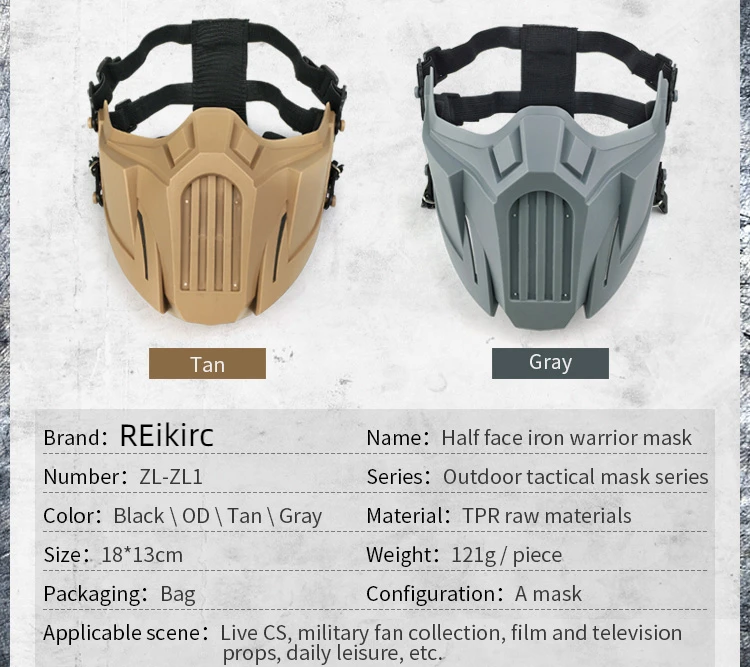 REikirc taktische halb gesicht airsoft maske verstellbar cs cosplay halloween militär masken – Detail 3