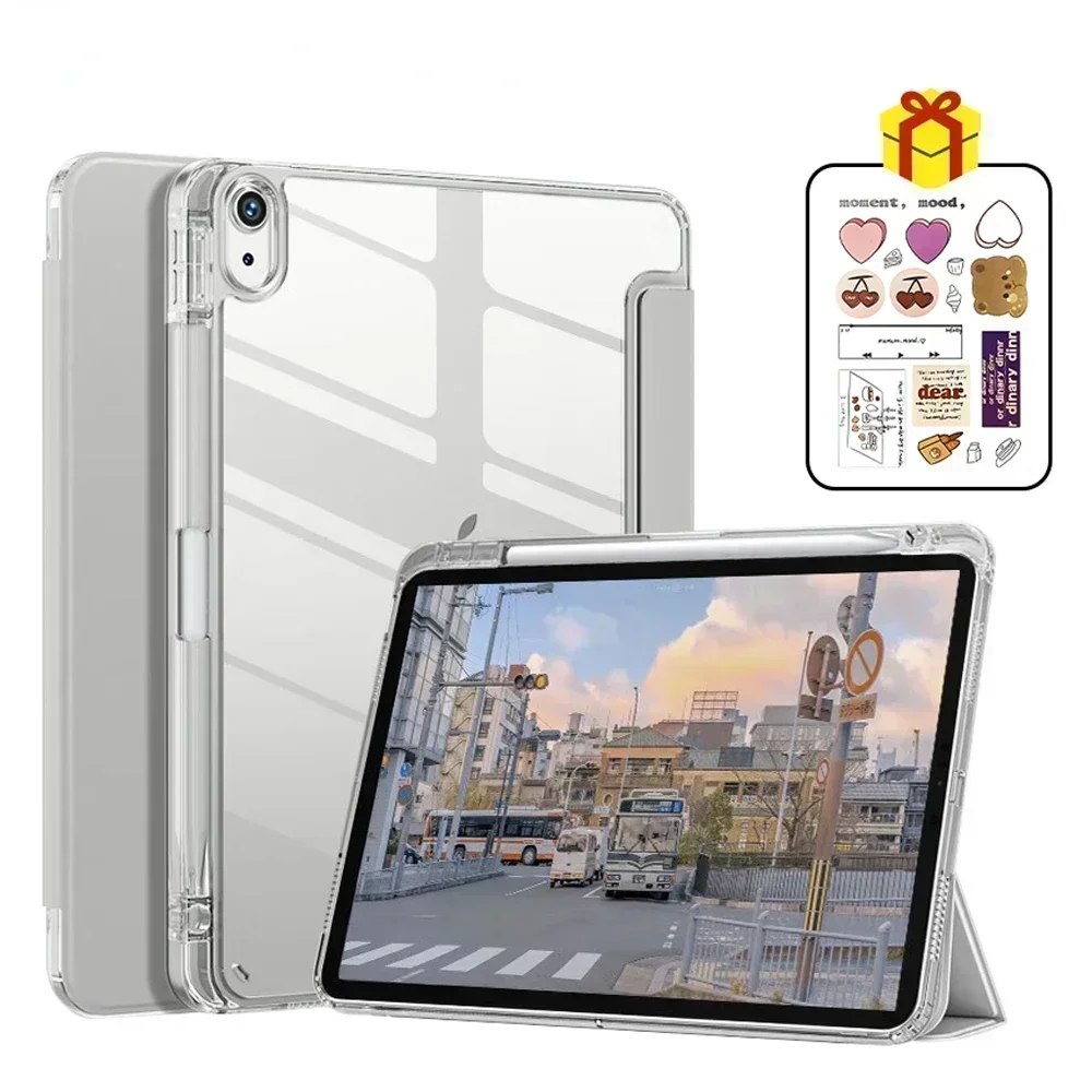 Case voor iPad 7e 8e 9e 10.2 Cover Transparant met potloodhouder Tablet Case voor iPad Air 4 5 10.9 5e 6e 9.7 Pro 12.9 funda