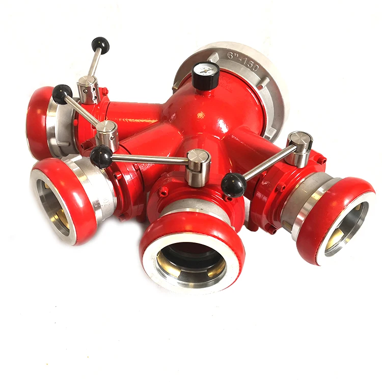 Fire 4 Way Aluminum Alloy Butterfly Valve Chrome Plated Fire Hydrant Breeching Inlet Flange Outlet for Firefighting