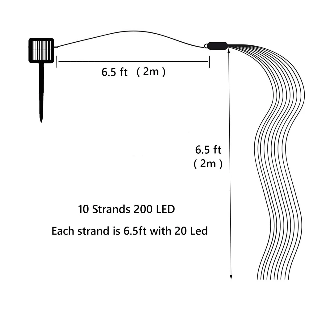 Im freien Solar Kupfer String Licht 200LED 2M Solar Lampe Wasserdicht für Gärten Fee Girlande Hochzeit Party Weihnachten Baum Häuser