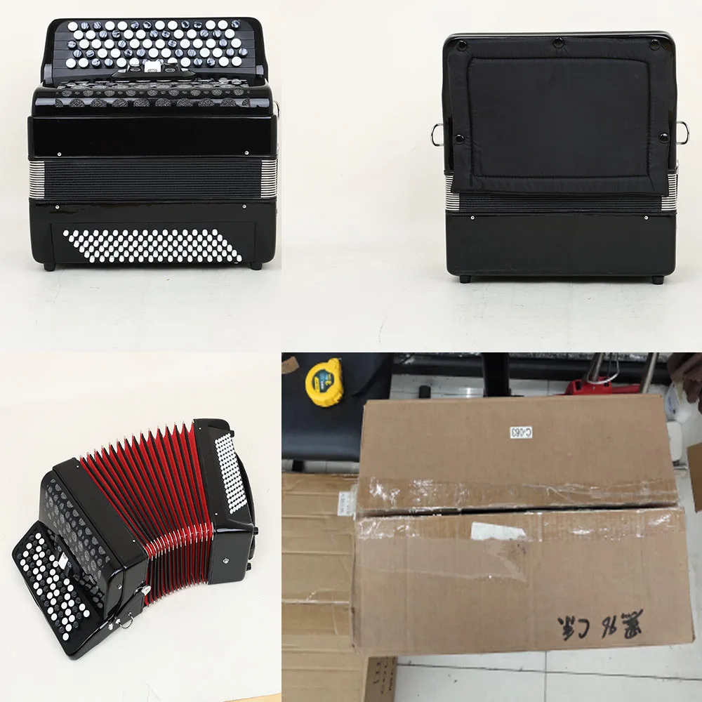 HK · LADE AH-220 Black Accordion 69 Key 96 Bass Key Button Spray Painting Professional Bayan Accordion Sound Changing C System