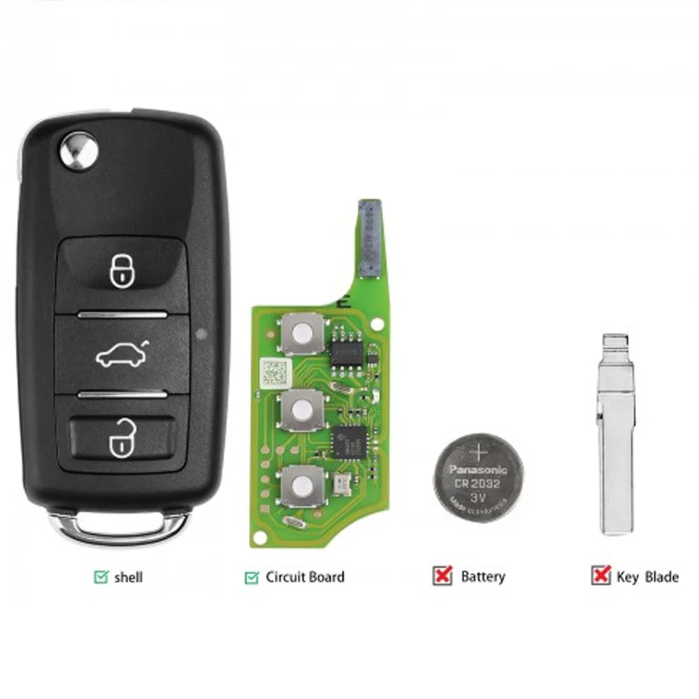 5/10 Pcs XEB510EN Xhorse XE Super Remote Key VVDI Car Key With XT27B Chip 3 Buttons Universal Car Key For Volkswagen VW