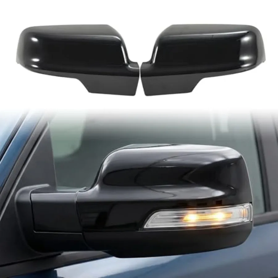 

Side Mirror Covers Caps Compatible with 2019-2025 Dodge Ram 1500, with Turn Signal Lights Replacement for 6RP44KXJAA, 6RP45KXJA