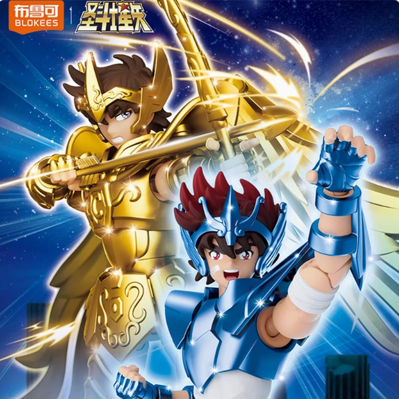 

Blokees Saint Seiya Action Figure Set Taurus Pegasus Sagittarius Collectible Model Toys Anime Gift Assembled Handmade Figurines