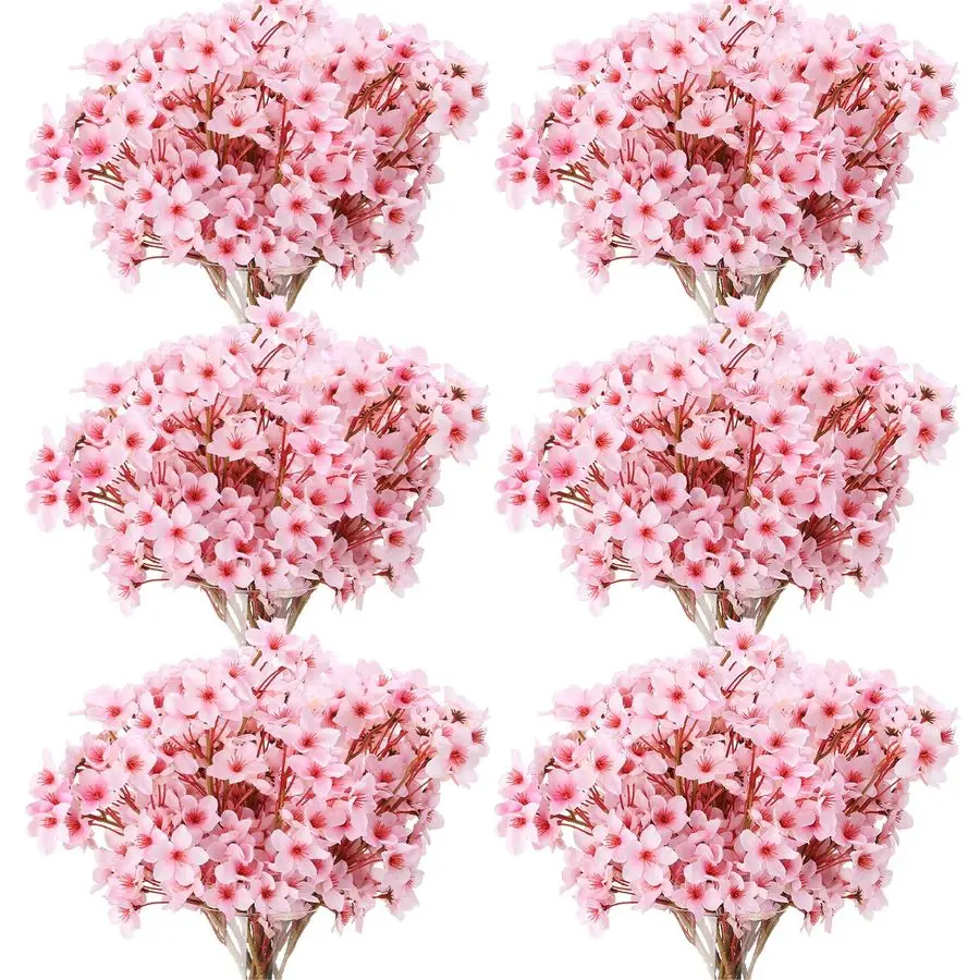 

36 Pcs Artificial Cherry Blossom Flower Silk Cherry Blossom Branches 15.7 Inch Fake Floral Branches Bundles Faux Flower Stems fo