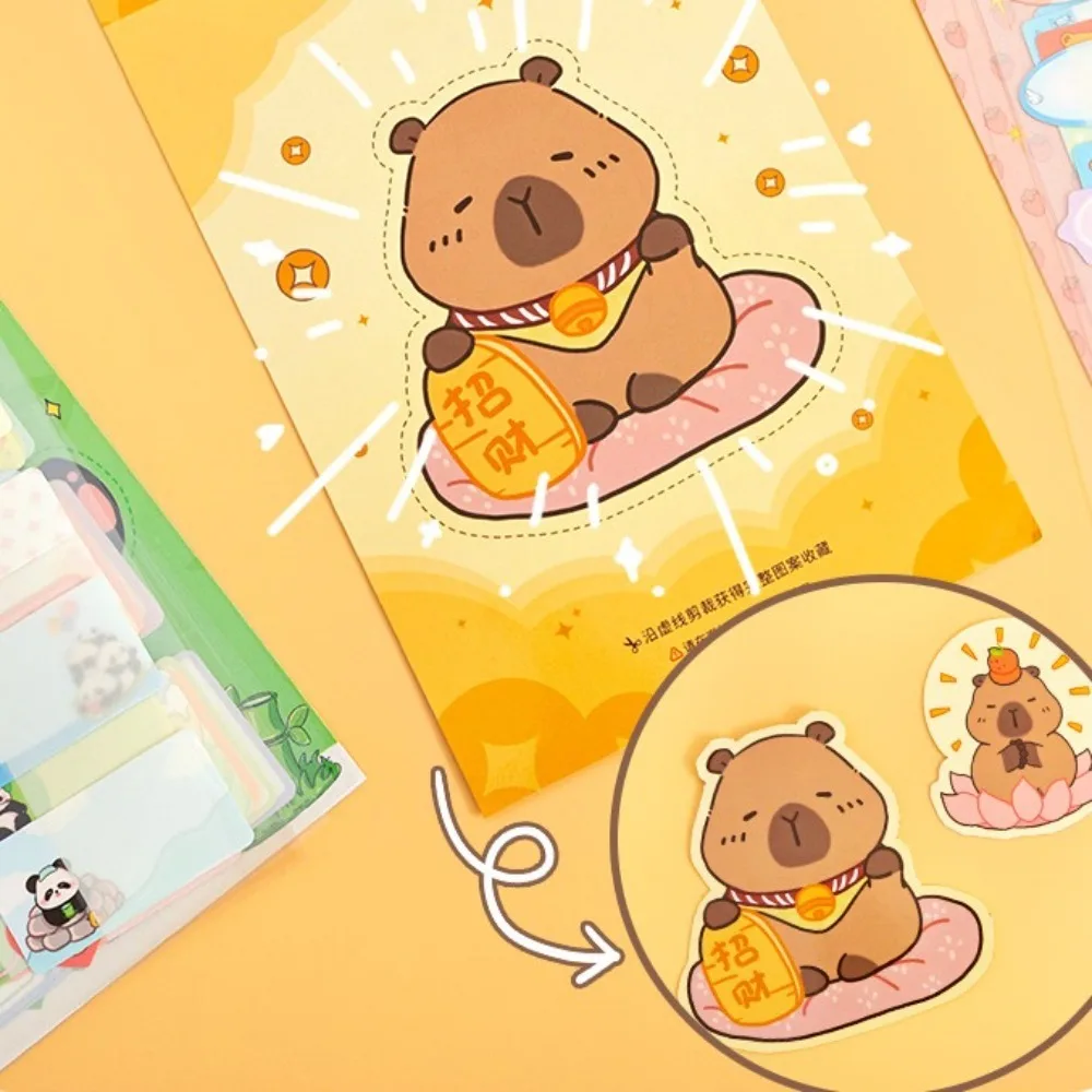 6pcs Cartoon Capybara Name Stickers Waterproof Handwritten Marking Sticky Notes Self-adhesive Labels Tag Stationery Stickers