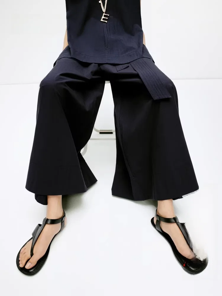 

Loose Wide Leg Pants Women's Summer New Sle Belted Nine Points Loose Feeling Edition EBD2PAT034 Casual Cotton Trousers