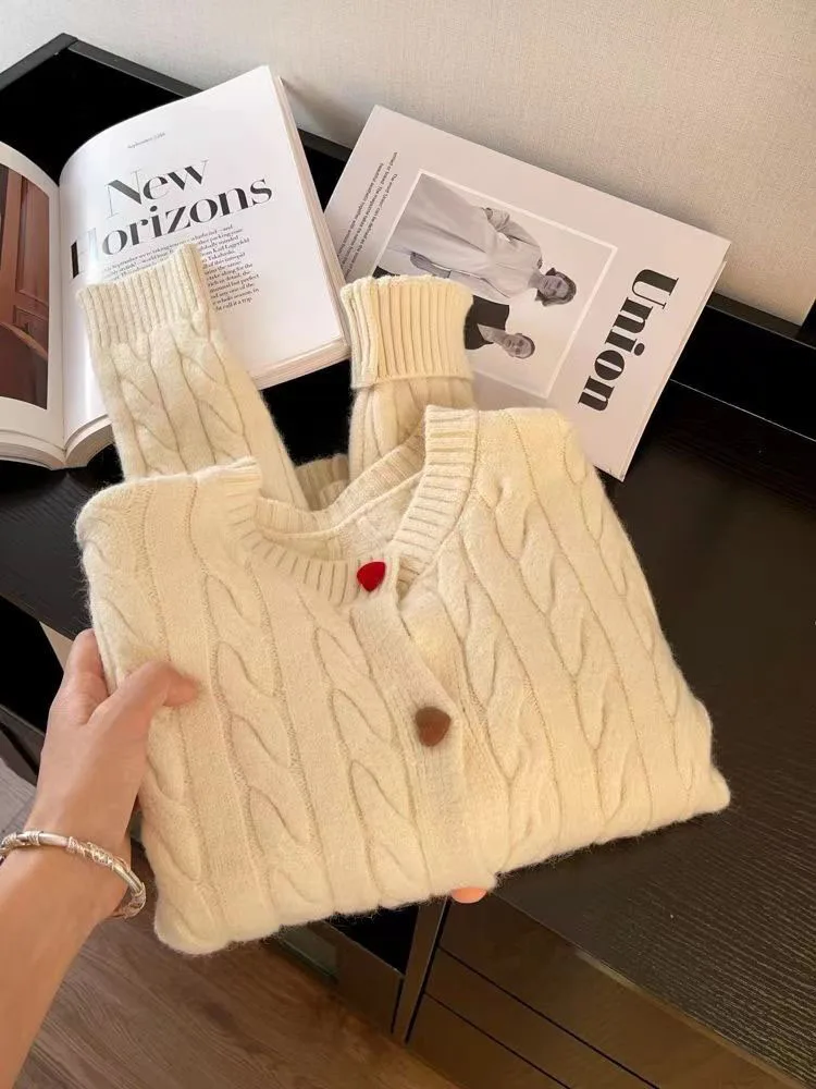Jmprs Chic Rainbow Buttons Cardigan Sweaters Women Korean Sweet Loose Casual Knitted Coat Fashion O Neck Lady Long Sleeve Tops