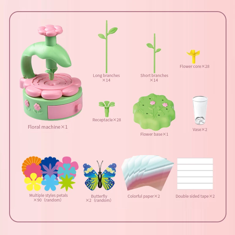 Handmade DIY Simulation Bouquet Set Embossing Machine Toys DIY Flower Craft Kit Parent Child Interactive Puzzle Toys Girls Gifts
