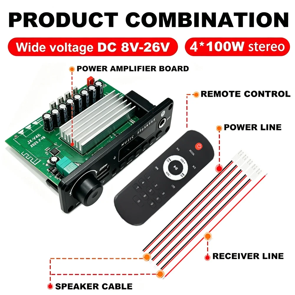 KEBIDU 400W Verstärker Auto MP3-Player Bluetooth Audio-Decoder-Board 8A 26V Freisprecheinrichtung DIY Musikplayer Mikrofon SB TF FM Lautstärkeregelung – Detail 6