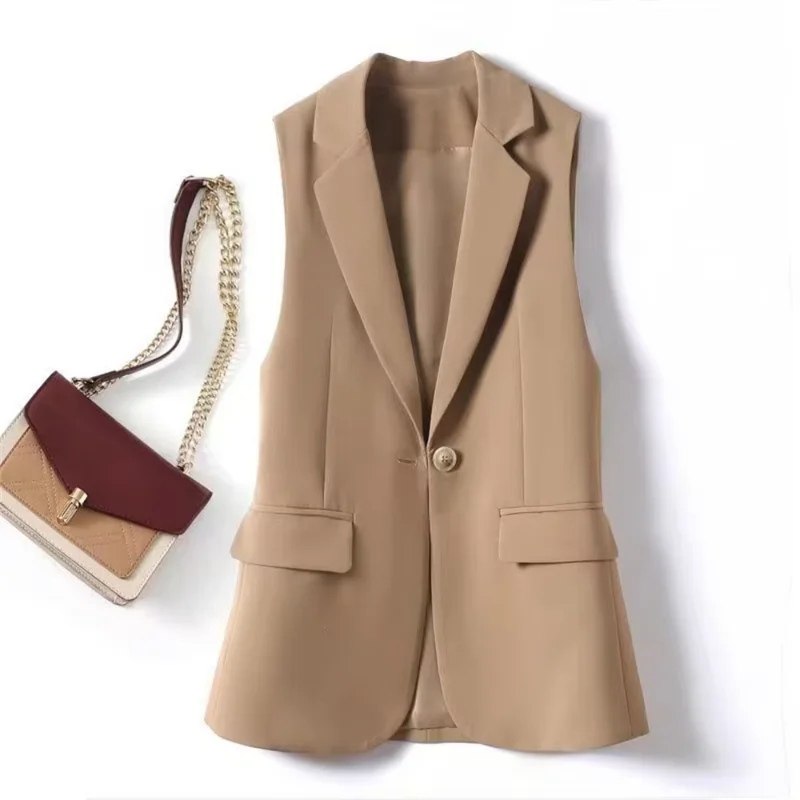 2026 Fashion Vest Women Sleeveless Casual Spring Autumn New All-match Suit Waistcoat Ladies Vintage Outerwear Tops