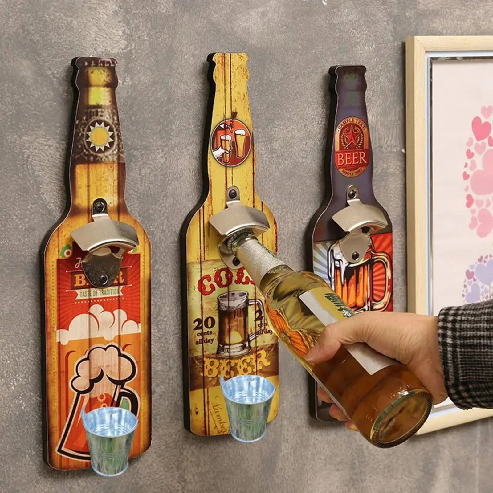 Creative Beer Bottle Wall Open Restaurant Creative Bottle Opener Decorations Father'S Day Gift 2024 Party Favours Bomboniere