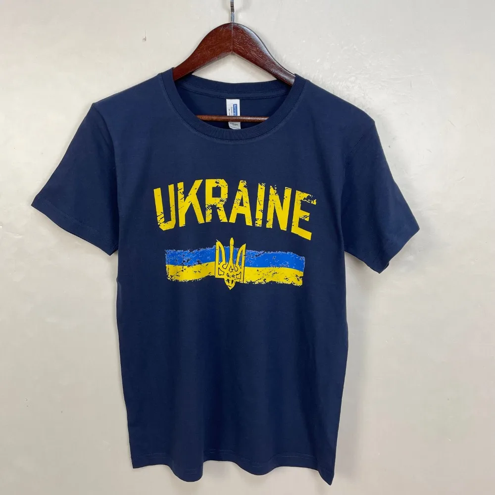 Ukrainian Flag Tryzub T-Shirt Men's Cotton Short Sleeve Summer Patriotic Tee Independence Day Gift August 24 National Symbol Top