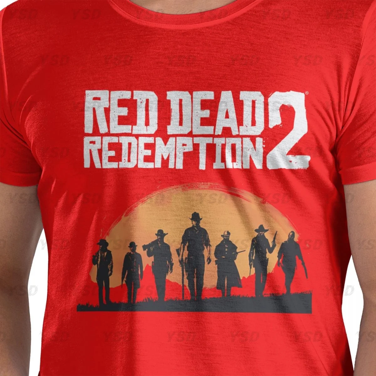 Red Dead Redemption Men's tight fitting sports T-shirt,cosy, Oversized print Tee shirt