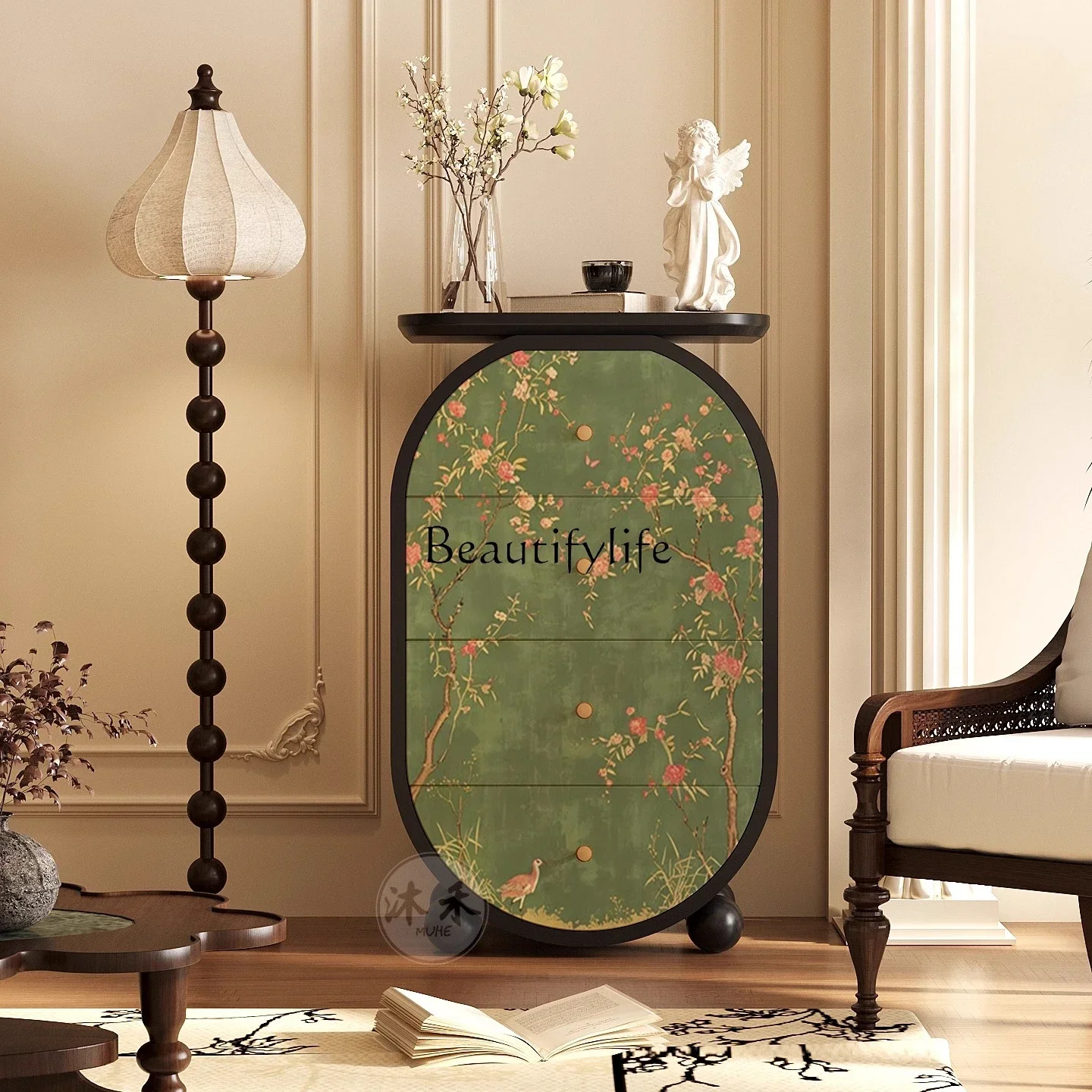 

ls 2755French retro premium solid wood locker bedroom wall locker