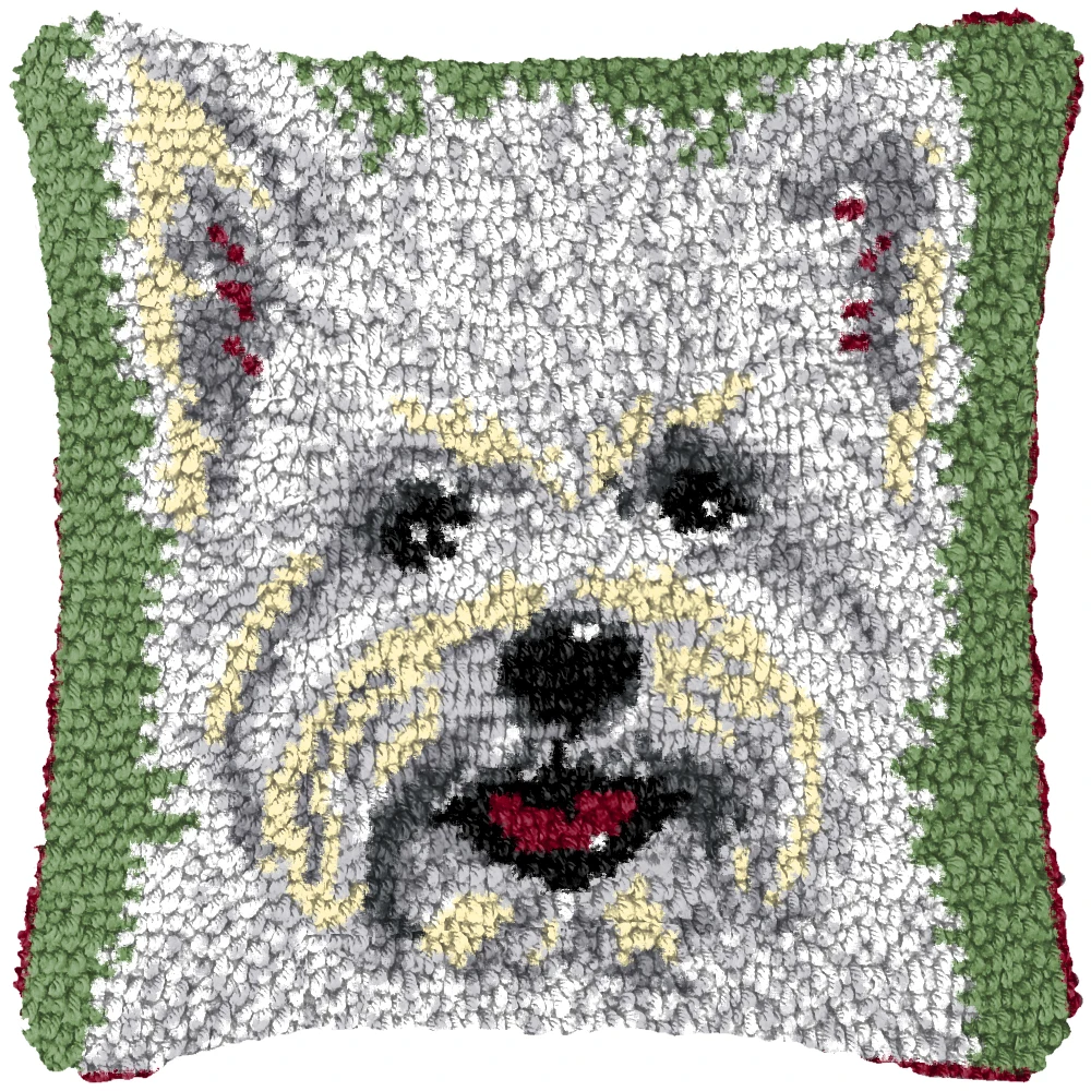 Cute Dog Series Latch Hook Kits Animals Myrna Pillowcase Knot Pillow Package Needlework Canvas Set DIY Embroidery Cushion Cover