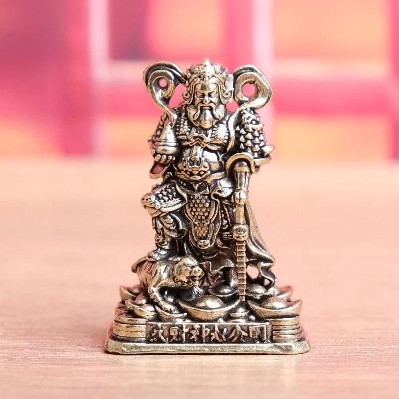 Brass God of Wealth Figurine Mini Copper Statue Desktop Ornament Tea Pet Home Office Decor Collectible Craft Gift