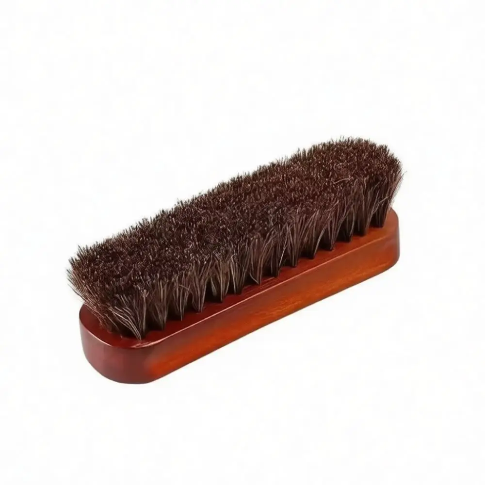 Horse Hair Cleaning Brush Polishing Tool For Leather Shoes Boots Soft Bristles Maintenance Accessory Travel Kit