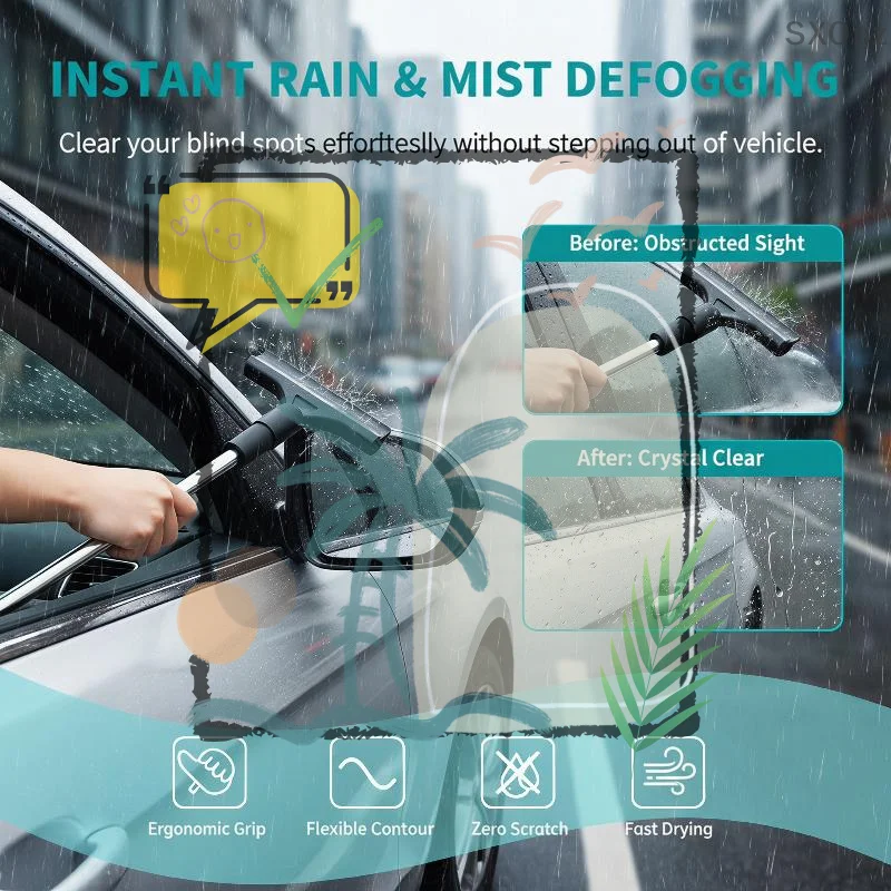 Telescopic Glass Cleaning Tool Anti: Fog Water Scraper Car Rear View Mirror Aquarium Fish Tank Algae Removal