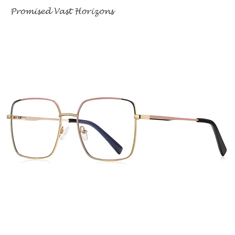 Blocage coloré en métal euraméricain Ins carré grand lentille avant à la mode couleur bleu lumière bloquant les lunettes montures optiques