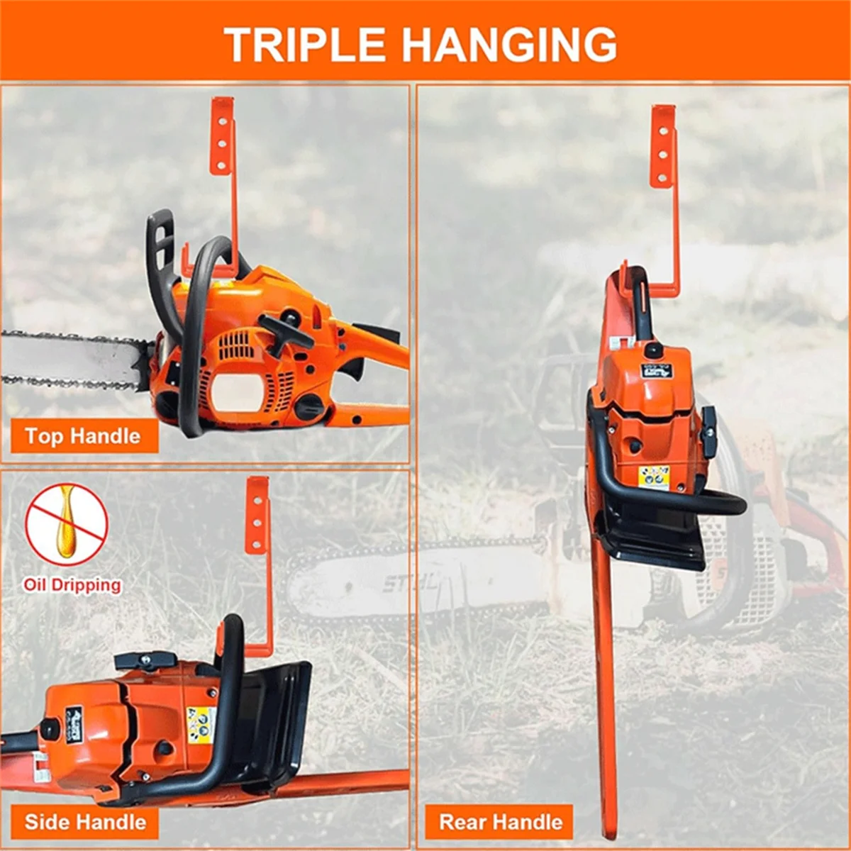 

AA25 3 In1 Chainsaw Holder, Heavy Duty Chainsaw Wall Mount,10 Gauge Steel Chain Saw Hanger for Garage Organization