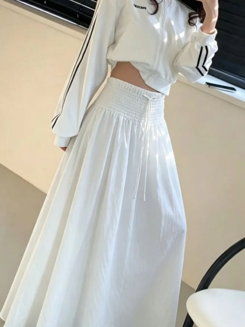 Chic Comfortable A-Line Umbrella Skirt Women's Pleated Elastic Waist Midi Skirt Fashionable New Arrival City Commute Casual