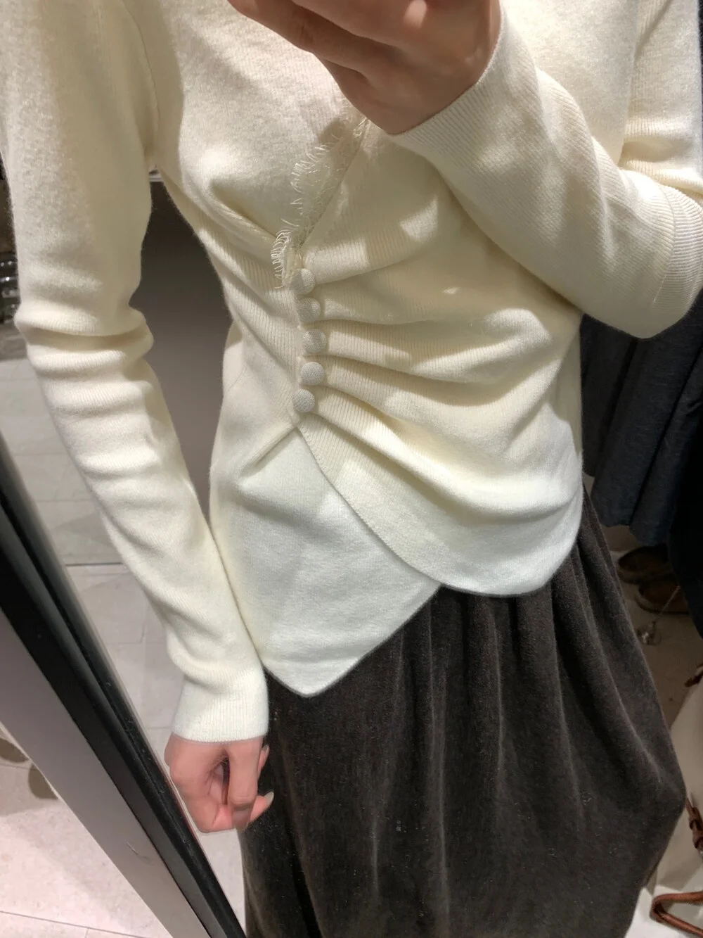 เสื้อไหมพรมถักลายลูกไม้แบบยาว ดีไซน์เก๋ ทรงเข้ารูปช่วงเอว สำหรับผู้หญิง สไตล์อินเทรนด์สำหรับฤดูใบไม้ร่วง คอวี