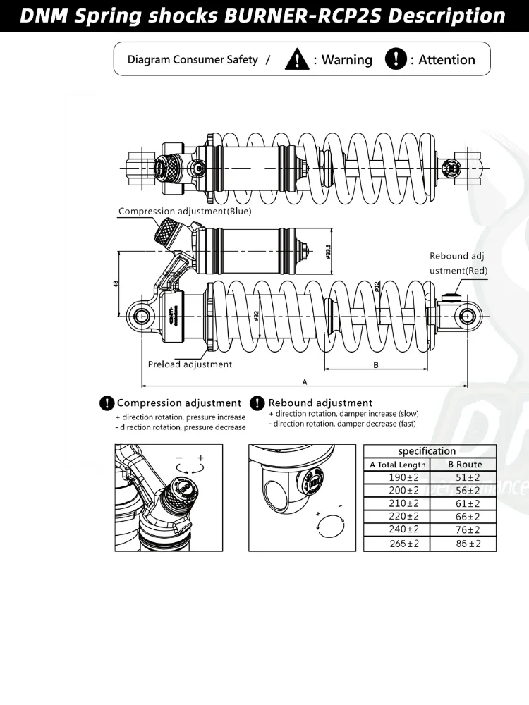 AliExpress NONE DNM RCP2S MTB Rear Shock Absorber 190/200/210/220/240/265mm 550LBS Spring Soft Tail For AM/FR/DH/MTB Bicycle Shock Winter Riding