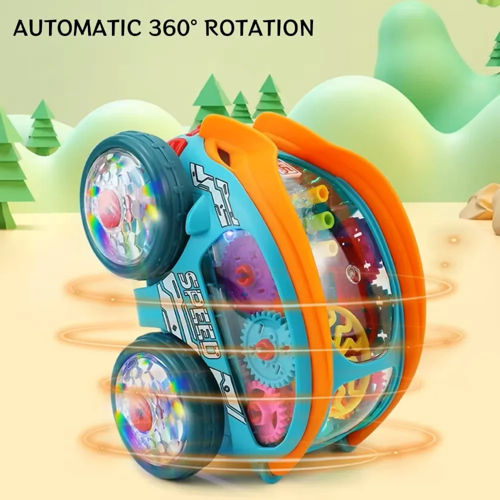 Speedlite Toy Car, Dynamic Gear Powered Car with Led Lights and Music, Children's Transparent Luminous Toy Car for 3+ Boys Girls