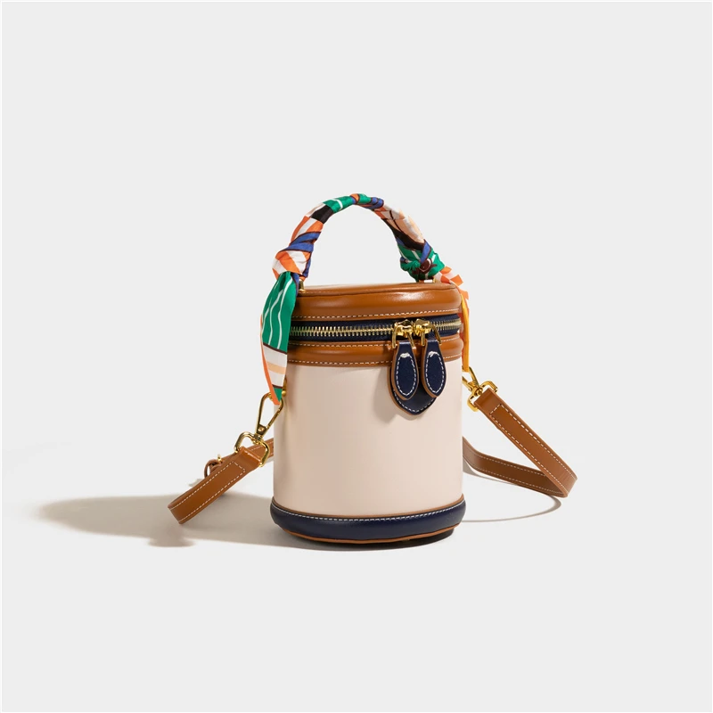 Fashion Designer Women Handbag High Quality Cowhide Leather Cross Body Bags Single Shoulder Strip Bag Female Small Bucket Bag