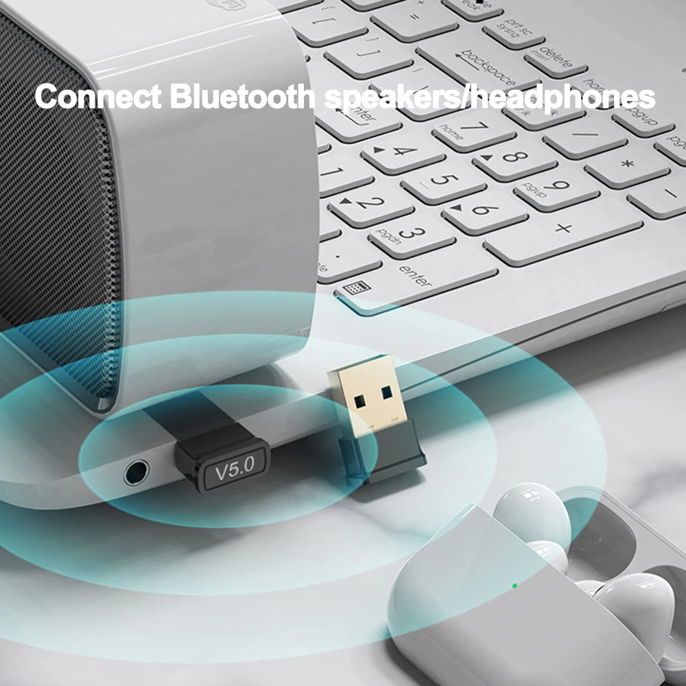 Adaptador inalámbrico USB Compatible con Bluetooth, Mini Dongle 5,0, receptor de sonido de música para ordenador, PC, portátil, ratón