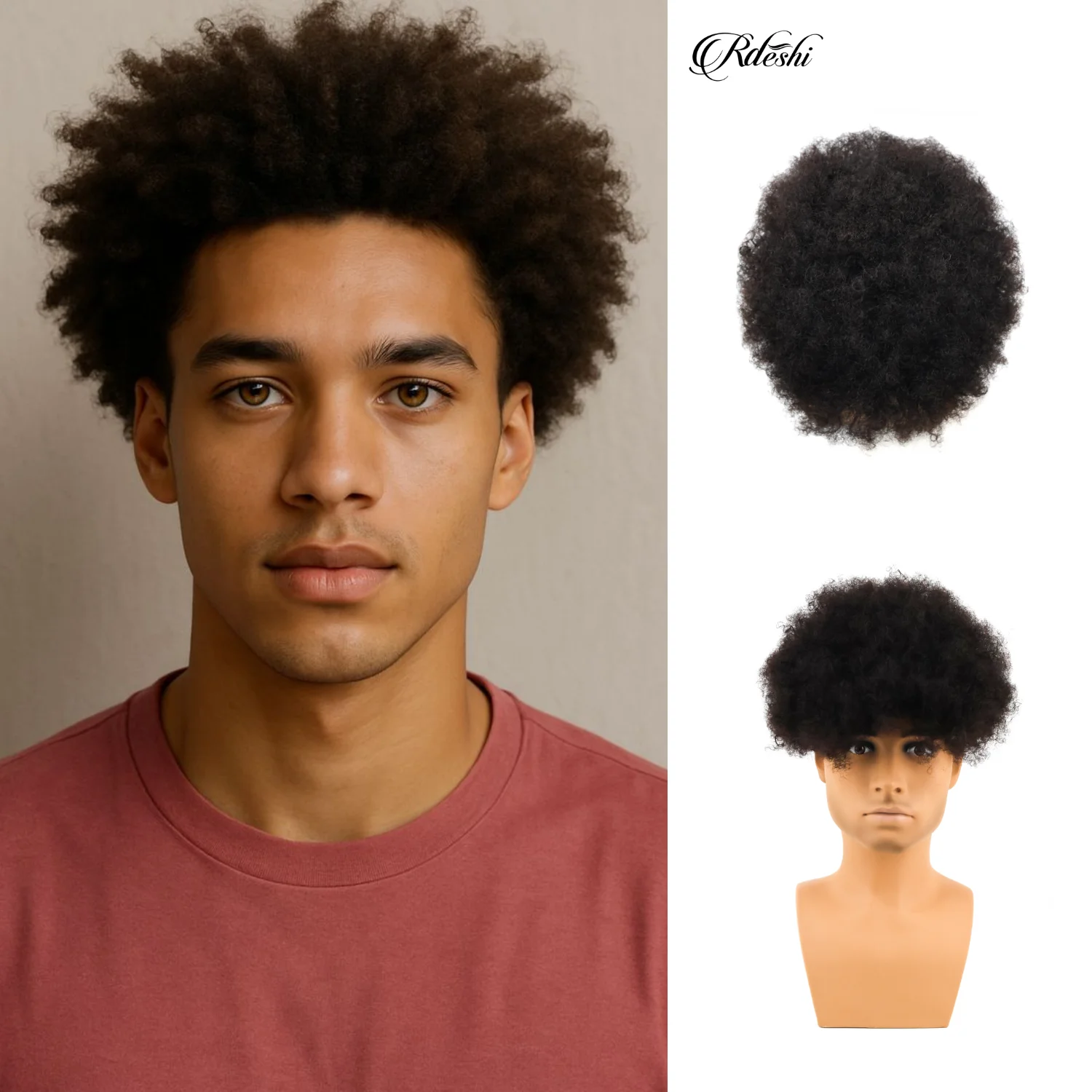 남성용 아프로 스타일 헤어 투페 또는 여성용 토퍼 100% 리얼 인모 교체 시스템 DIY 머신 제작 헤어피스 무료 제공