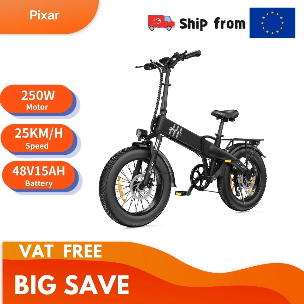 Pixar F2 Elektrofahrrad für Erwachsene 48V15AH Batterie 100Km Reichweite 25Km/h Höchstgeschwindigkeit 20 Zoll Reifen Stoßdämpfer Klappbar Offroad