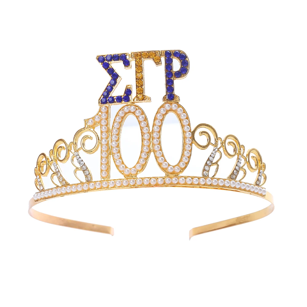 Metal Diamond Pearl Greek Social Club Founded 100 YRS Sigma Gamma Rho Tiaras Crown Women Sorority SGRHO Hair  Accessories