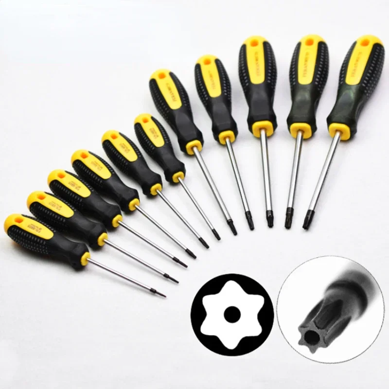 1PC Torx T5 T6 T7 T8 T9 T10 T15 T20 T25 T27 T30 Screwdriver With Hole Magnetic Screw Driver Home Phone Repair Hand Tools