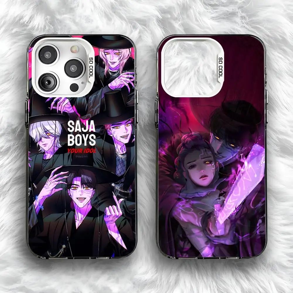 

KPop Jinu D-Demon H-Hunters Phone Case For iPhone 16,15,14,13,12,11,Pro,Max,Plus,Mini,SE Anti Fall Gray White Matte Hard Bumper