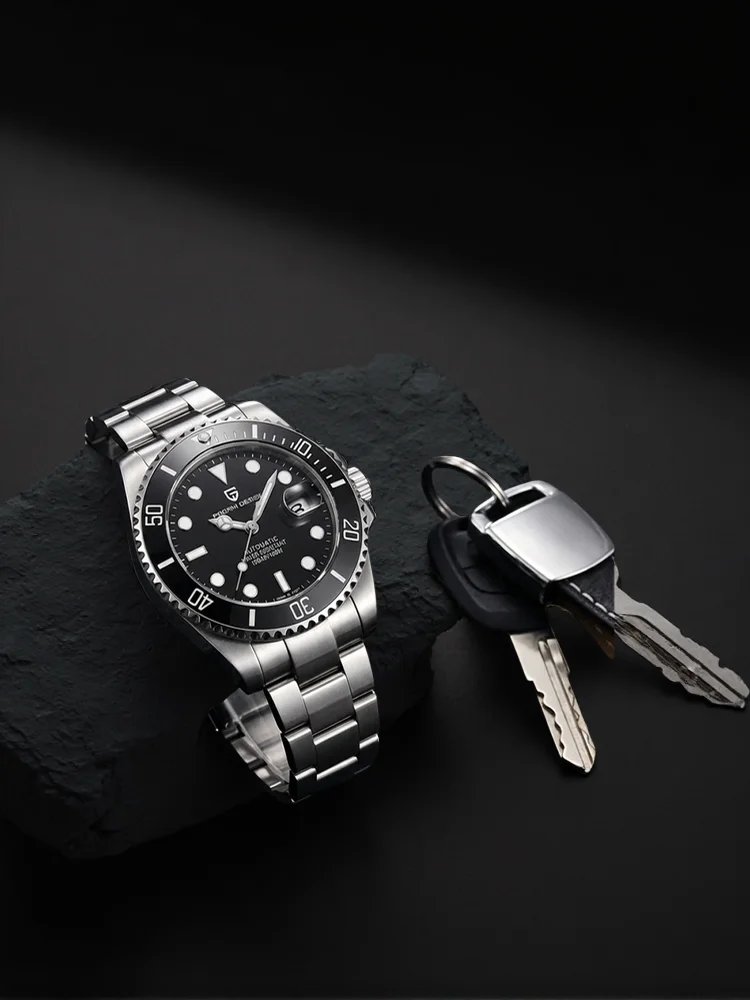 PAGANI DESIGN Herren Automatik-Taucheruhr 100M Wasserdicht Edelstahl Luxus Saphir Sportliche Herren Mechanische Uhr