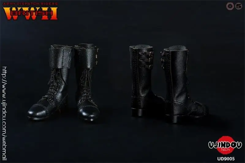 

UJINDOU UD9005 1/6th WWII Military Series The British Communication Operator Black Leather Hollow Boot Shoe Fit 12" Action