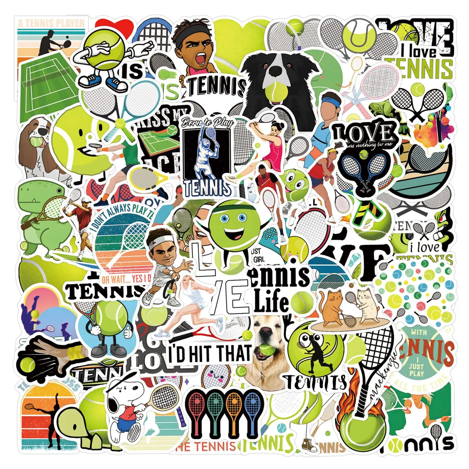 10/30/50/110PCS Tennis Sports Cartoon Stickers Graffiti Decals Waterproof Aesthetic DIY Skateboard Bike Suitcase Freezer Laptop