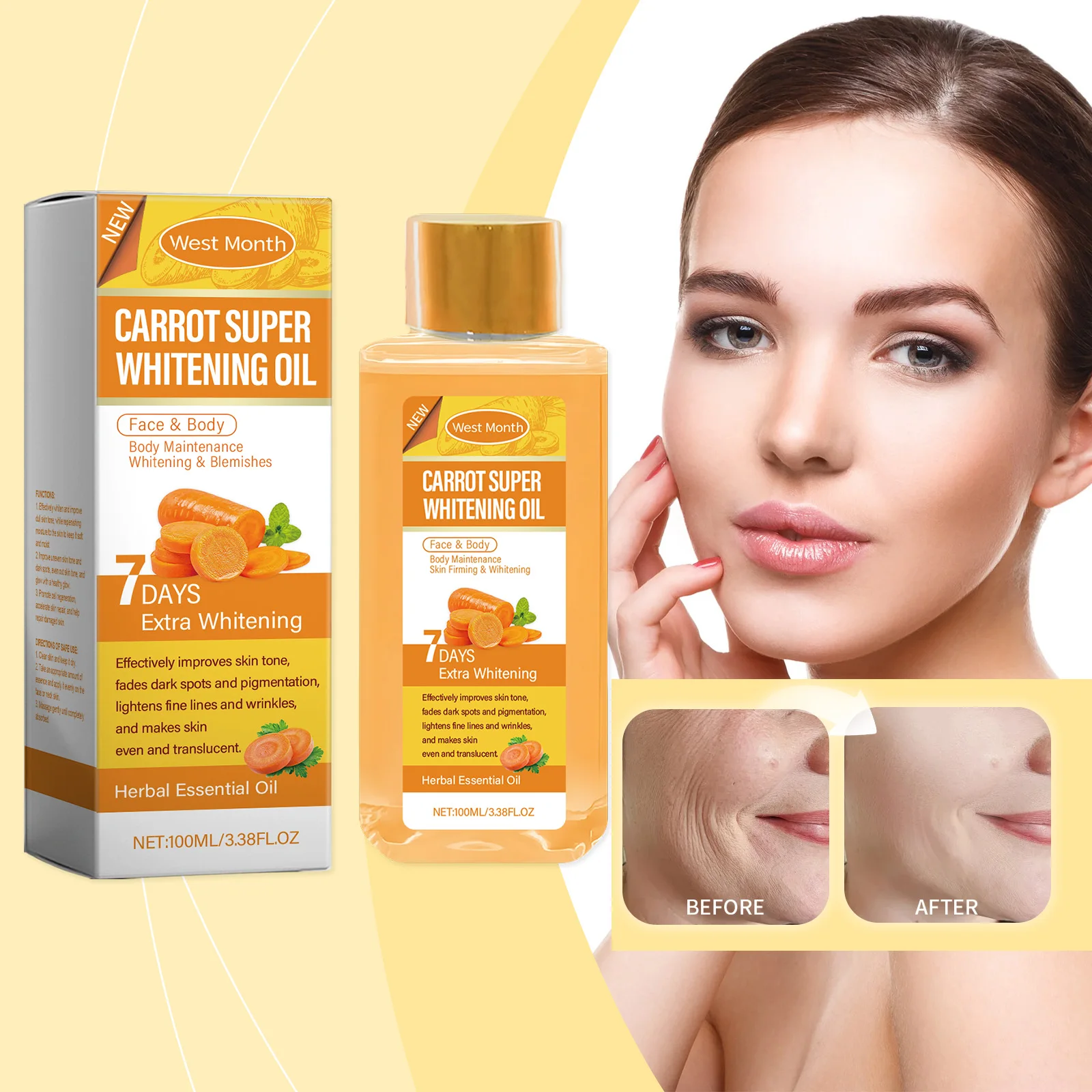 Carrot Brightening Oil – 100ml Face & Body for Even Skin Tone, Dark Spot Reduction & Radiant Glow"