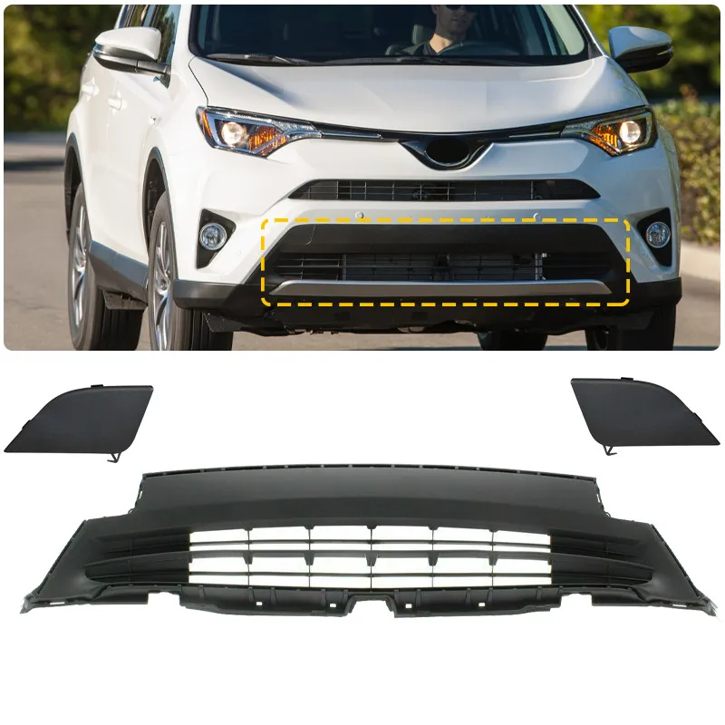 

Fit 2016-2018 Toyota RAV4 LE XLE Front Bumper Grille +Tow Hook Cover Cap Pair