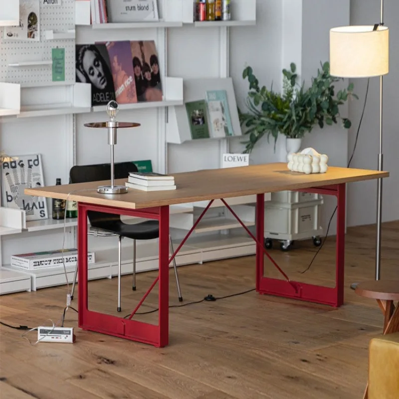 Nordic solid wood office computer desk longdesk log writingdesk workbench light luxury designer conference table