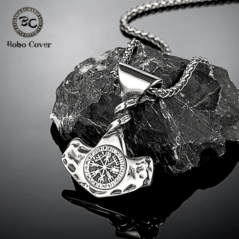 Norse Mythology Odin's Spear Gungnir Necklaces Men Vikings Runes Vegvisir Stainless Steel Anchor Pendant Retro Icelandic Jewelry